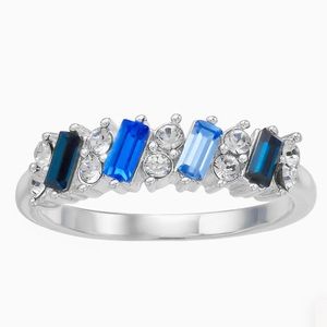 NWT Brilliance Blue Sapphires Swarovski Crystal Ombre Band Ring